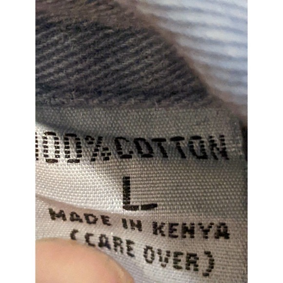 World Island shirt Denim Light Distressed Wash Cotton Short Sleeve Button Large - Picture 3 of 5